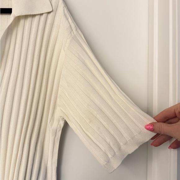 H&M Cream Ribbed Collared Knit Top - Picture 5 of 8